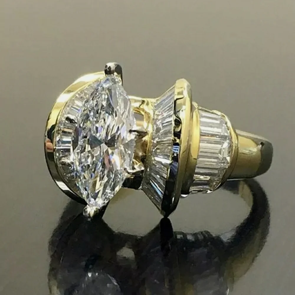 3ct 14K Yellow Gold Marquise Brilliant Dia Ring